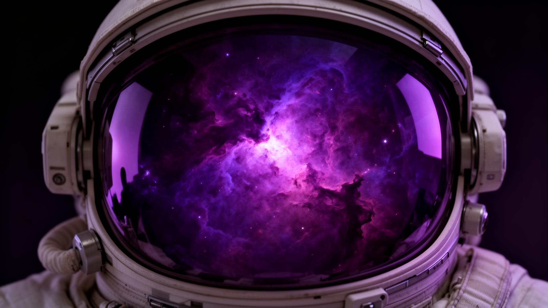 Reflexo cósmico em capacete de astronauta